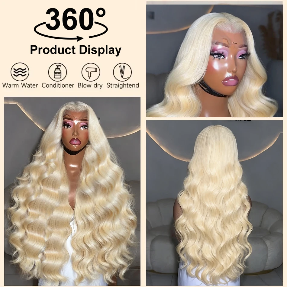 30 34 Inch Water Wave 13x6 Lace Front Wig Human Hair Body Wave Blonde 613 Coloed 13x4 Lace Frontal Wigs For Women 4