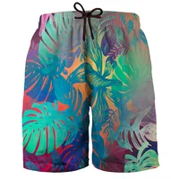 Hawaiian 3d Print Plants Beach Shorts For Men Boys Quick Dry Surf Board Shorts Bathing Suit Casual Summer Swimming Trunks 2