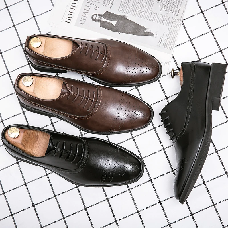 

Men's Banquet Formal Oxford Shoes Anti-slip Lace-up Business Office Wedding Dress Men's Leather Shoes