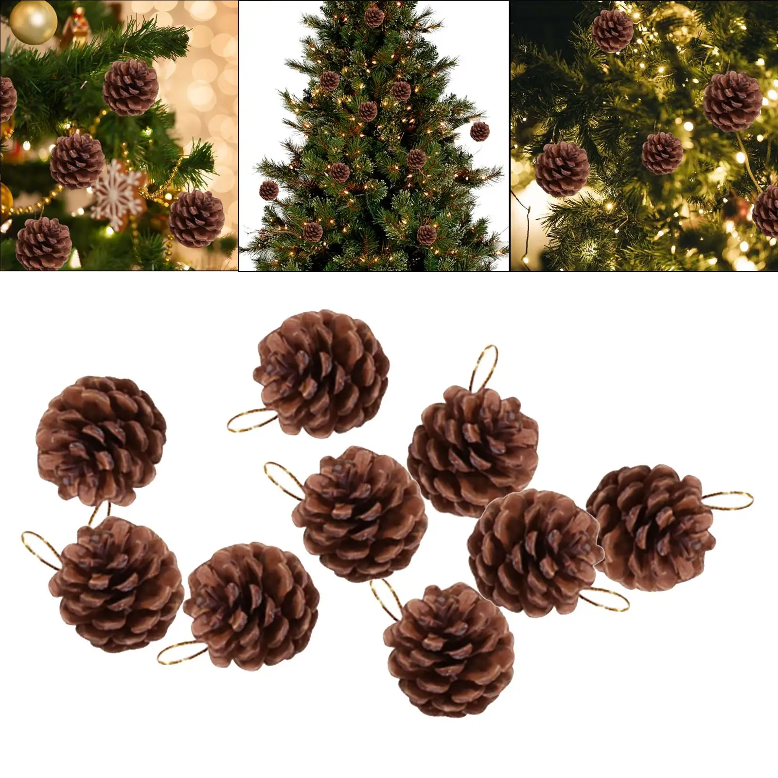 

9Pcs Christmas Pine Cones Pendant Rustic for Holiday Winter Supplies