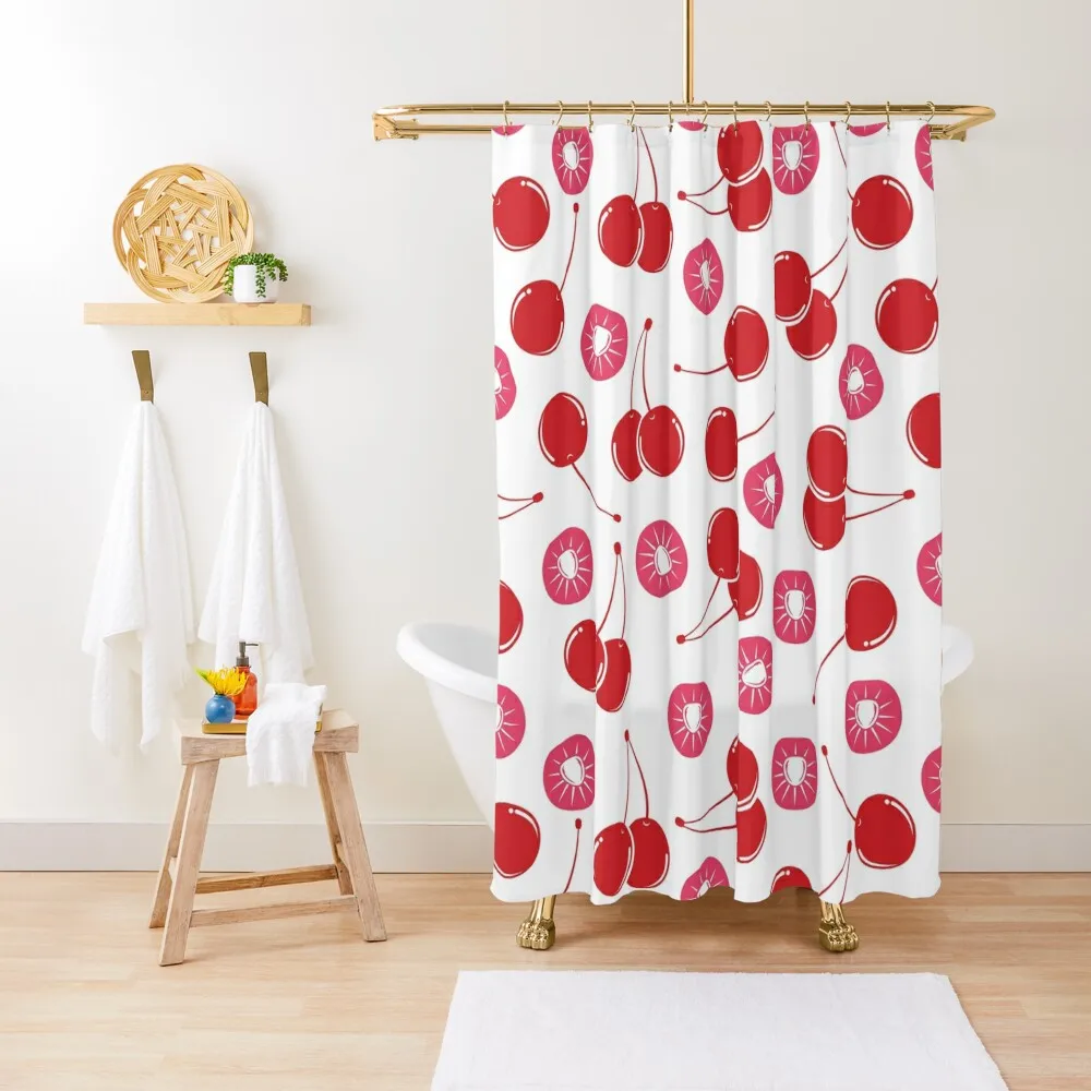 

Cherry Design Shower Curtain Anime Shower Waterproof Shower And Anti-Mold Cover Luxury Bathroom Curtain
