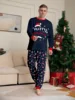 Christmas Family Matching Outfits Mother Father Kids Pajamas Set Santa Hat Print Loose Xmas Sleepwear Baby Romper Dog Clothes 3