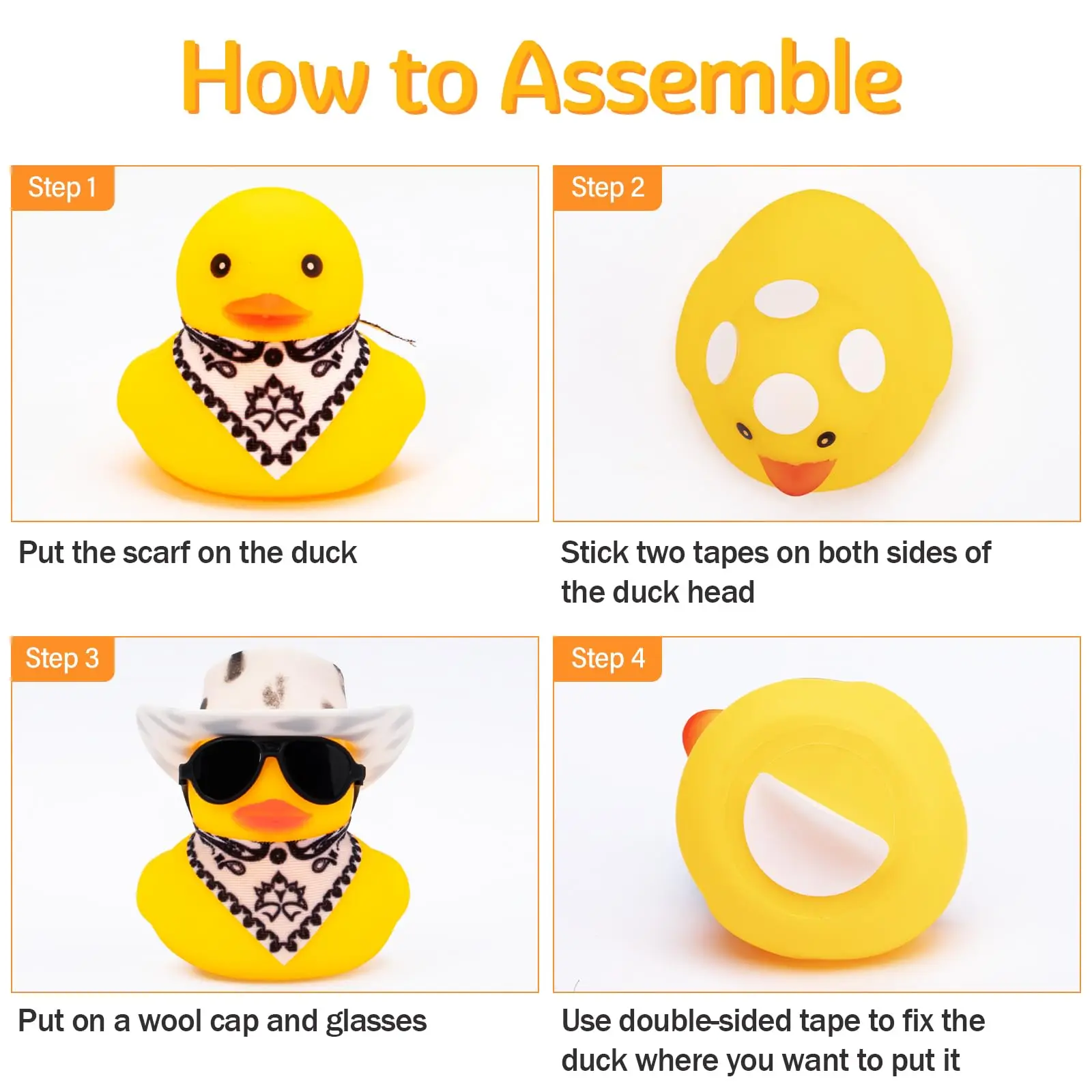 Yellow Rubber Duck Car Dashboard Ornament - Fun Decoration