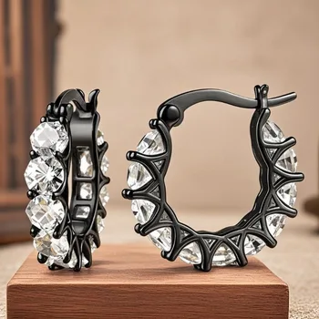 2025 Copper Inlaid Opal Earrings Women, French U-Earrings, Jewelry Gift