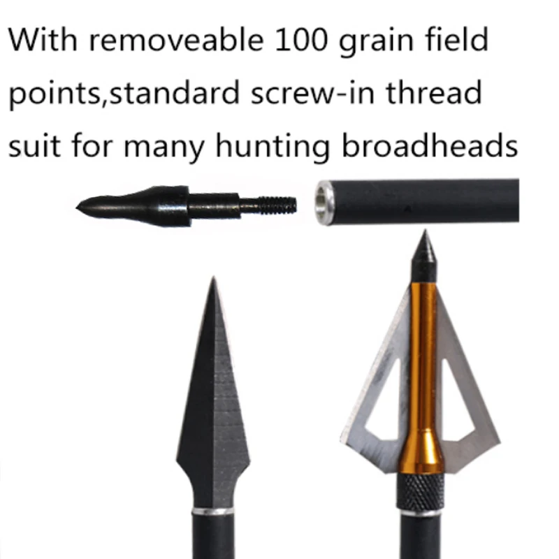 Archery Carbon Arrows 28" 30" 31" SP500 Hunting Compound Recurve Bow Screw Tip 