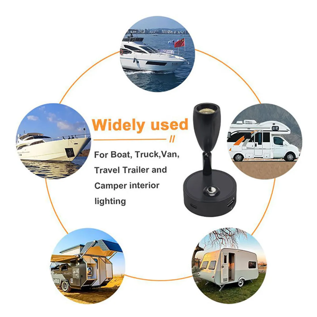 Dual USB Charging Ports 12V LED Reading Light RV Touch Dimmable Reading Lamp 3 Color USB C Charger 24 Volt Swivel Spotlight led light led reading light