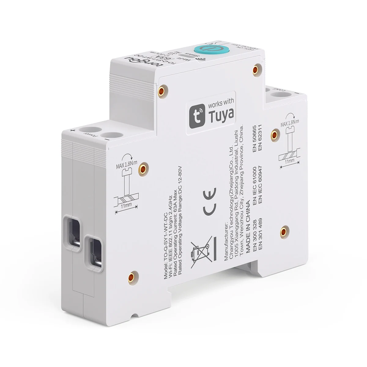 TUYA DC WIFI Smart Circuit Breaker 1P 63A DIN Rail for Smart Home wireless Remot