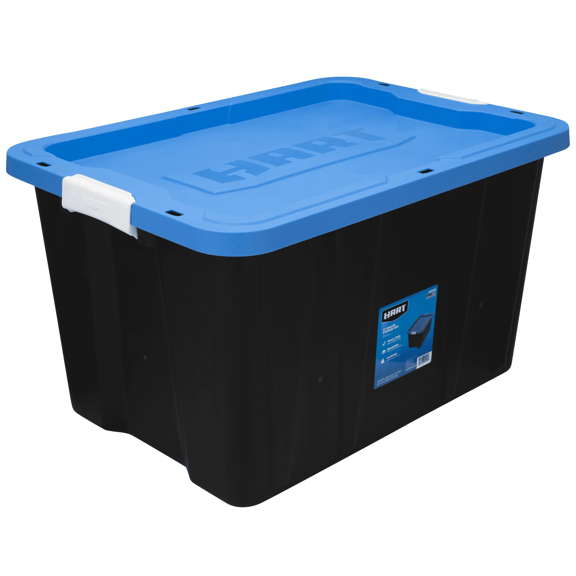

HART 27 Gallon Heavy Duty Latching Plastic Storage Bin Container, Black, USA