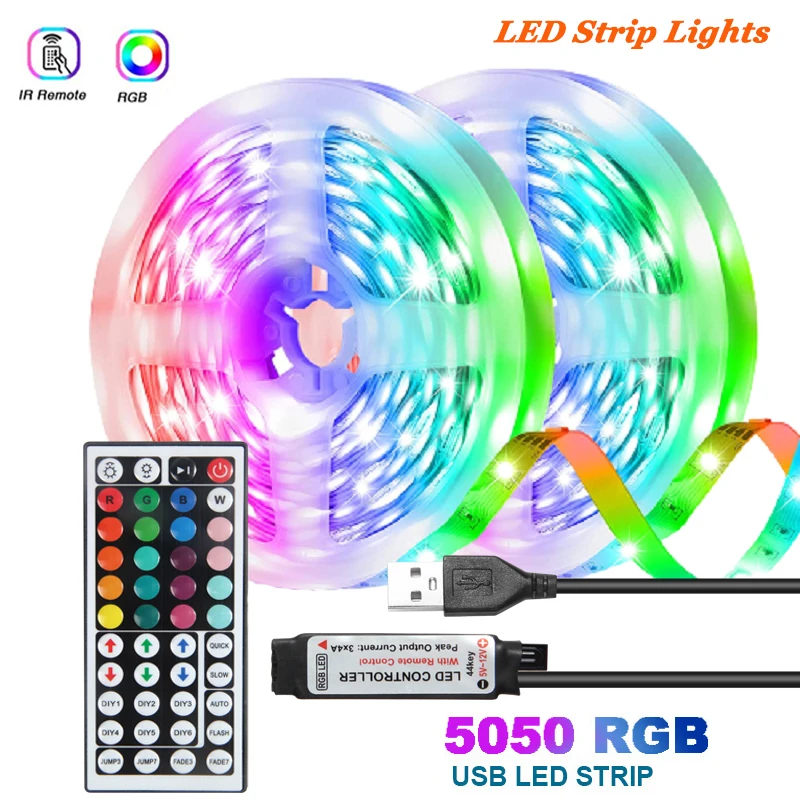 LED Lights for Room Decor RGB 3535 Infrared Remote Control Music Flash Lamp for TV Backlight Christmas Decoration Flexible DC5V