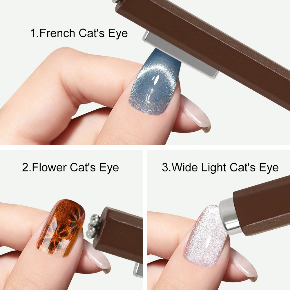 Magnetic Nail Pen 3IN1 Professional Strong Cat Eye Gel Magnet Pen Multi-functional French Line/Flowers Magnetic Laser Line Effect