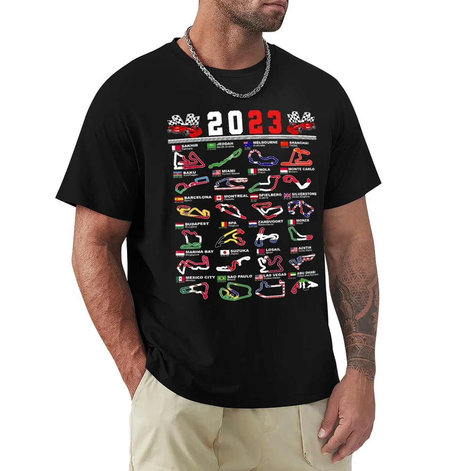 

Formula Racing Open Wheel Race Car Fan 2023 World Circuits T-shirt vintage clothes for a boy Men's cotton t-shirt