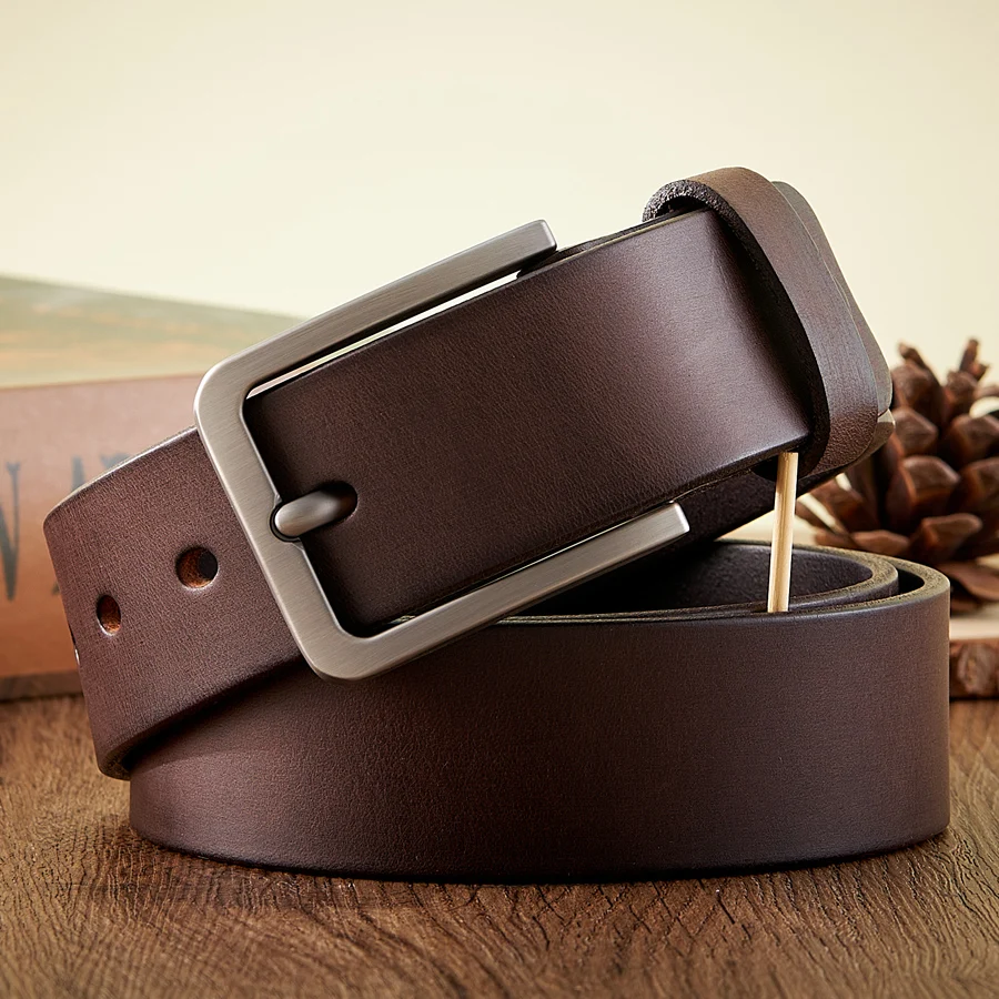Echtes Leder Herrengürtel – Cowboy Buckle Waistband, Kuhleder, Farben Schwarz/Braun/Gelb