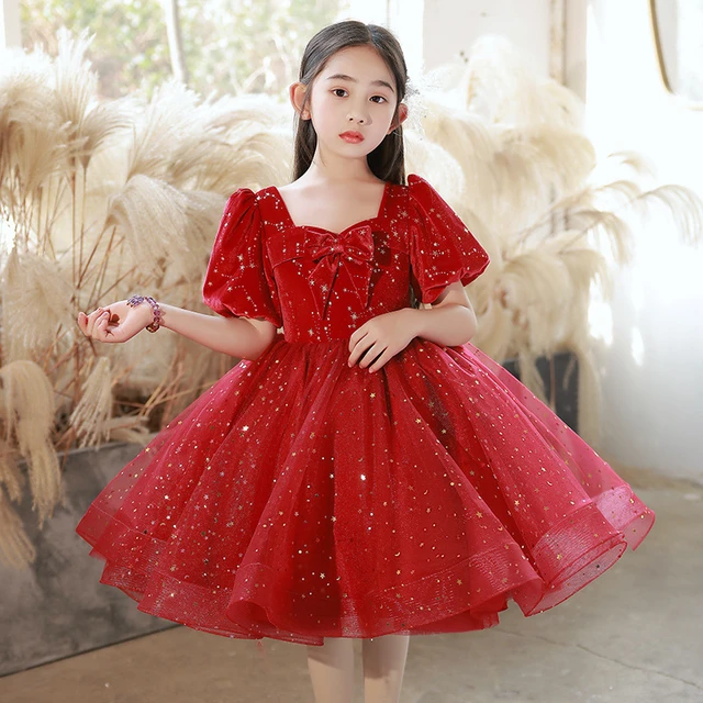 Ensemble bébé fille : Robe et culotte - Fleurs rouges