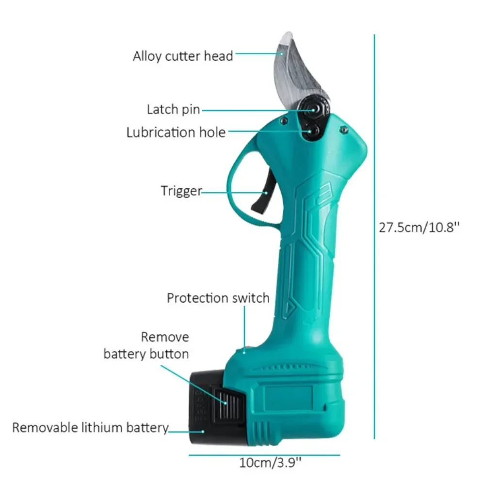 35mm Brushless Electric Pruning Shears Garden Tool Pruner Cordless Electric Garden Scissors Branches Cutter with 0/1/2 Battery 3