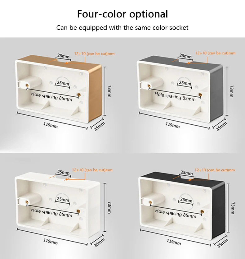 US Mexico Standard 118 Type Surface Mounted Switch Box General Bottom Box Thickened Material General Two-bit Junction Box,switch box,wall socket box,wall switch socket repairer,electrical box repairer,wall socket repairer