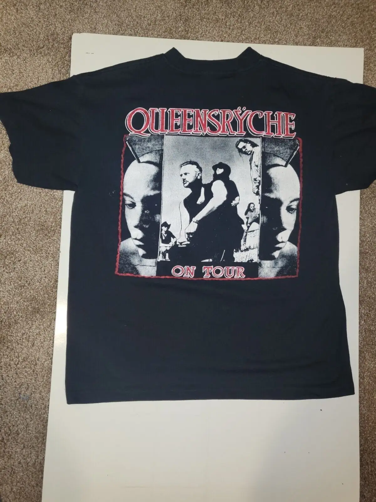 Винтажная Футболка Queensryche на турне для забавных черных длинных или коротких рукавов