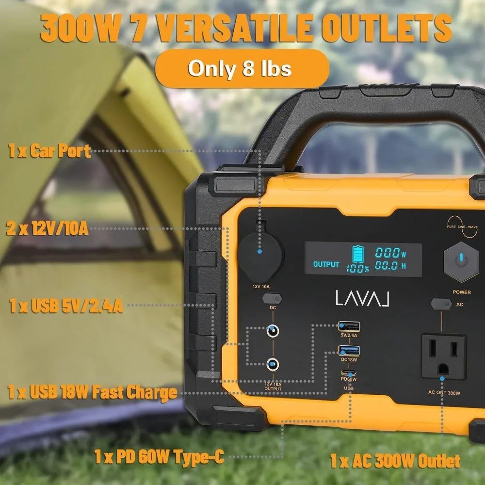 300W Portable Solar Power Station Equipped with 100W Foldable Solar Panels and 120V/300W AC Power Sockets 4