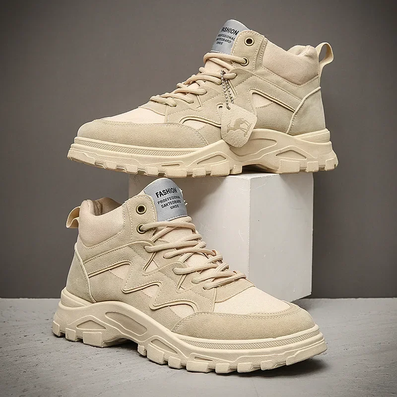 Winter Outdoor Men's Boots Fashion Platform Cowboy Ankle Boots Casual Combat Waterproof Tactical