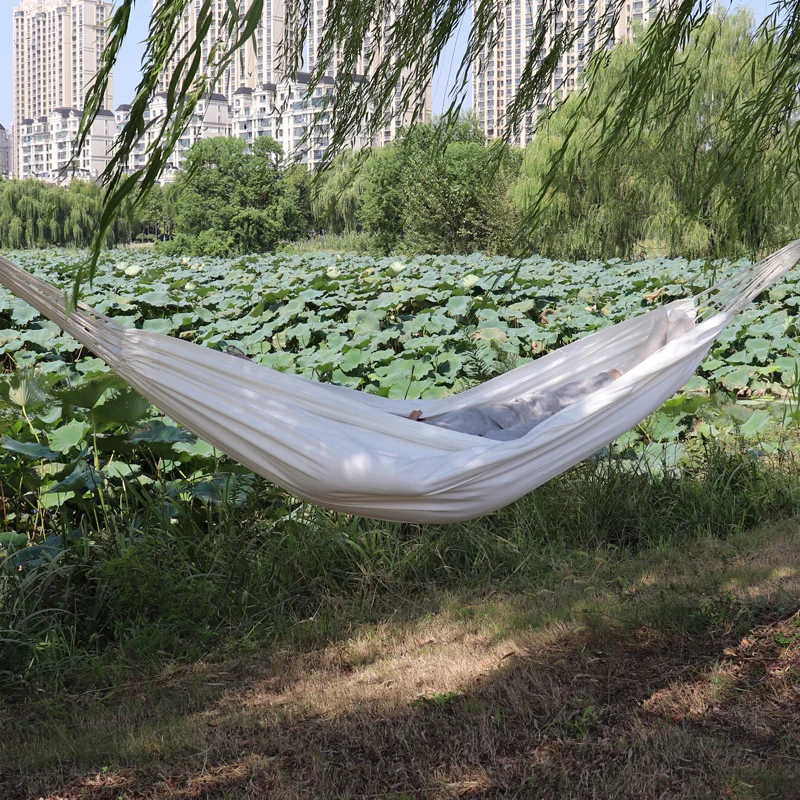Hammocks A White Organic Cotton Hammock Double Two Person Hammock, Premium Quality, Ethical, Fair Trade, Large