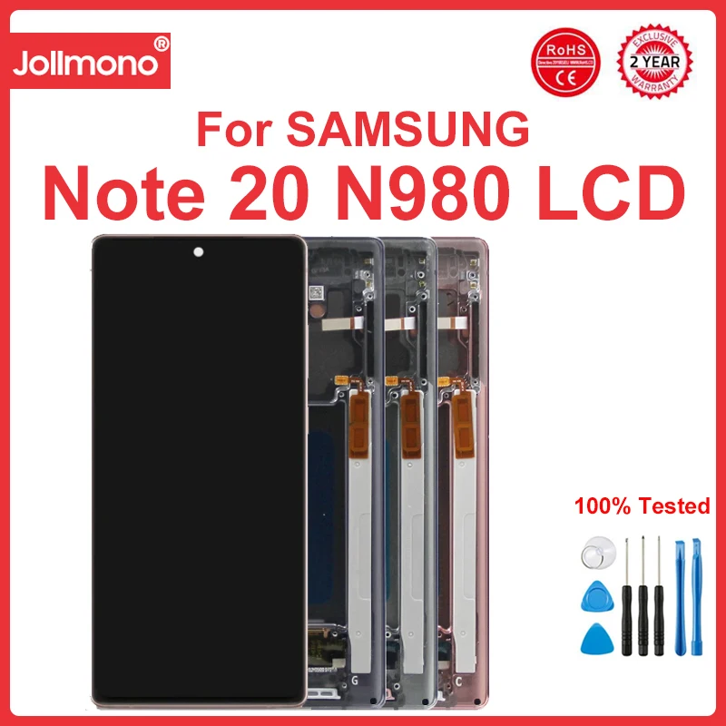 

Note20 Screen for Samsung Galaxy Note 20 N980F Lcd Display + Touch Screen with Frame Support S Pen Fingerprint Read