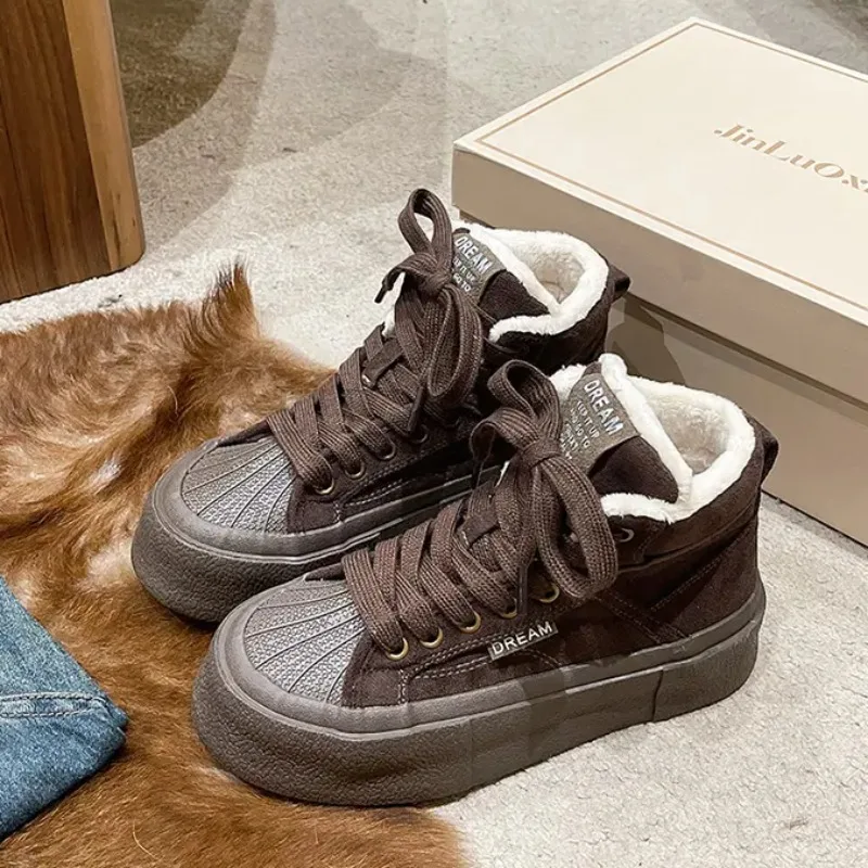 

Women Sports Shoes on Offer 2023 New Sneakers Leather Lace Up Winter Women Vulcanized Shoe Lightweight Canvas Round Toe Casual