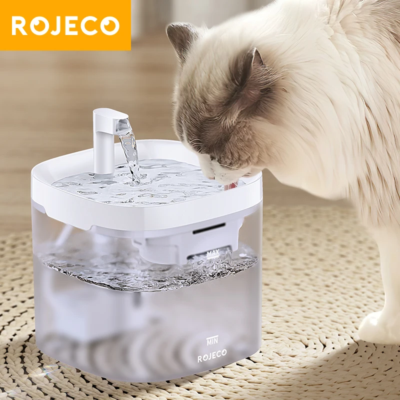 ROJECO Automatic Cat Water Fountain Rechargeable Smart Filter Bowl