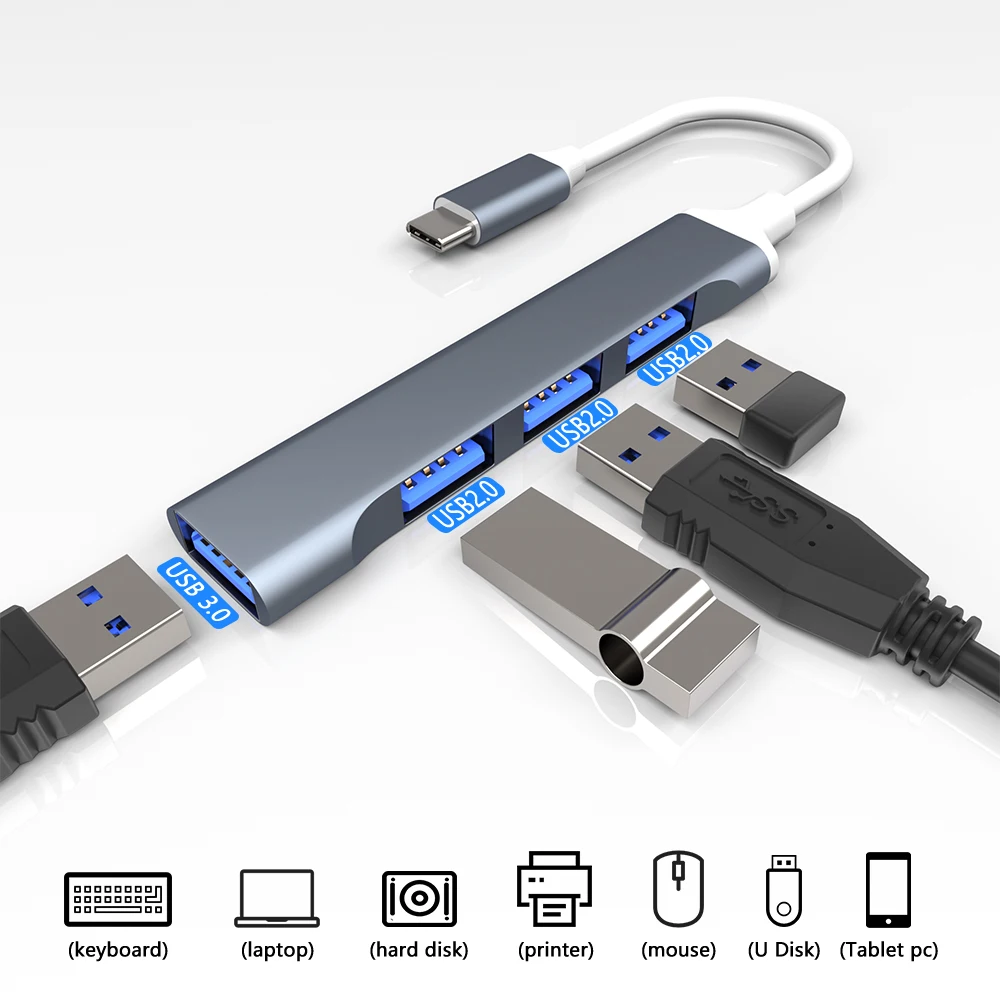 USB C HUB 3.0 Type C 3.1 3/4 Port Multi Splitter Adapter OTG USB Macbook Pro 13 15 Air M1 Pro HUAWEI nintendo PC Accessories