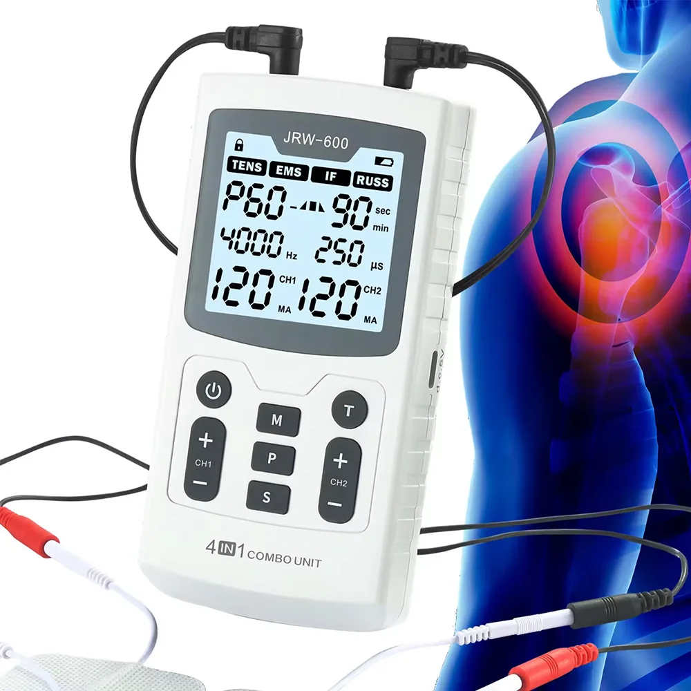 4 In 1 Electric Muscle Stimulator Interferential High-Frequency Physiotherapy Device EMS IFT RUSS TENS Pulse Electrostimulator 1