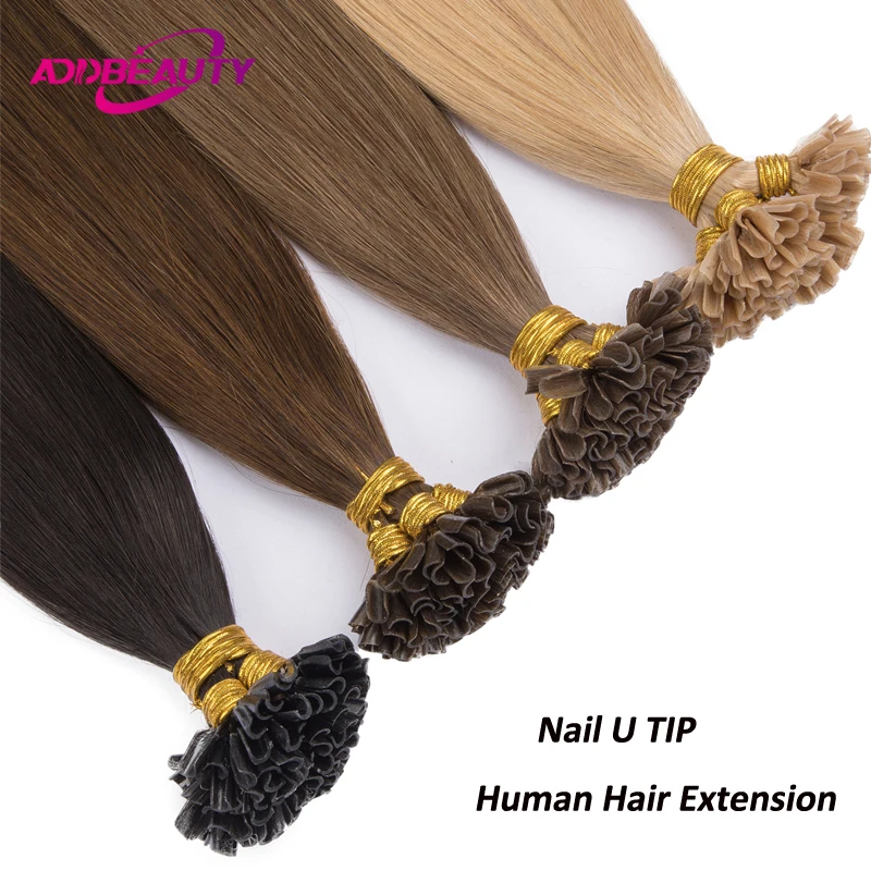 Extension per capelli lisci a punta a U, Extension per capelli morbidi a punta a chiodo, Extension a punta a U 100% capelli umani biondi, Facili da mantenere - immagine 2