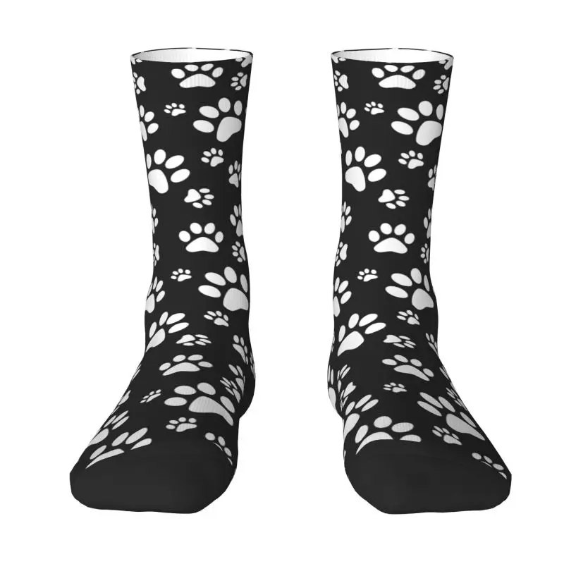 

White Puppy Dog Paw Men's Crew Socks Unisex Cute 3D Printed Dress Socks