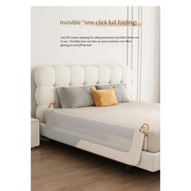 Baby Bed Rail Guard Single Side Crib Bumper Fence Anti Fall Safety Barrier for Toddler Kids Portable Foldable Travel Bedside 6