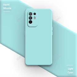 Sleek Liquid Silicone Shockproof Phone Case with Camera Protection - Square Design for OPPO A94 5G (Light Cyan)
