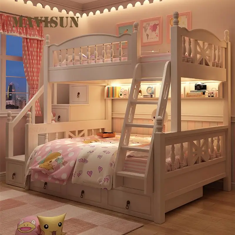 

Kids Bunk Bed Beauty Modern Bedroom Furniture Decoration Creative Lovely White Princess Bed For 5 To 8 Years Old Children Girls