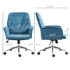 Vinsetto Velvet Home Office Chair, Tufted Height Adjustable Computer Desk Chair with Swivel Wheels and Padded Armrests 3