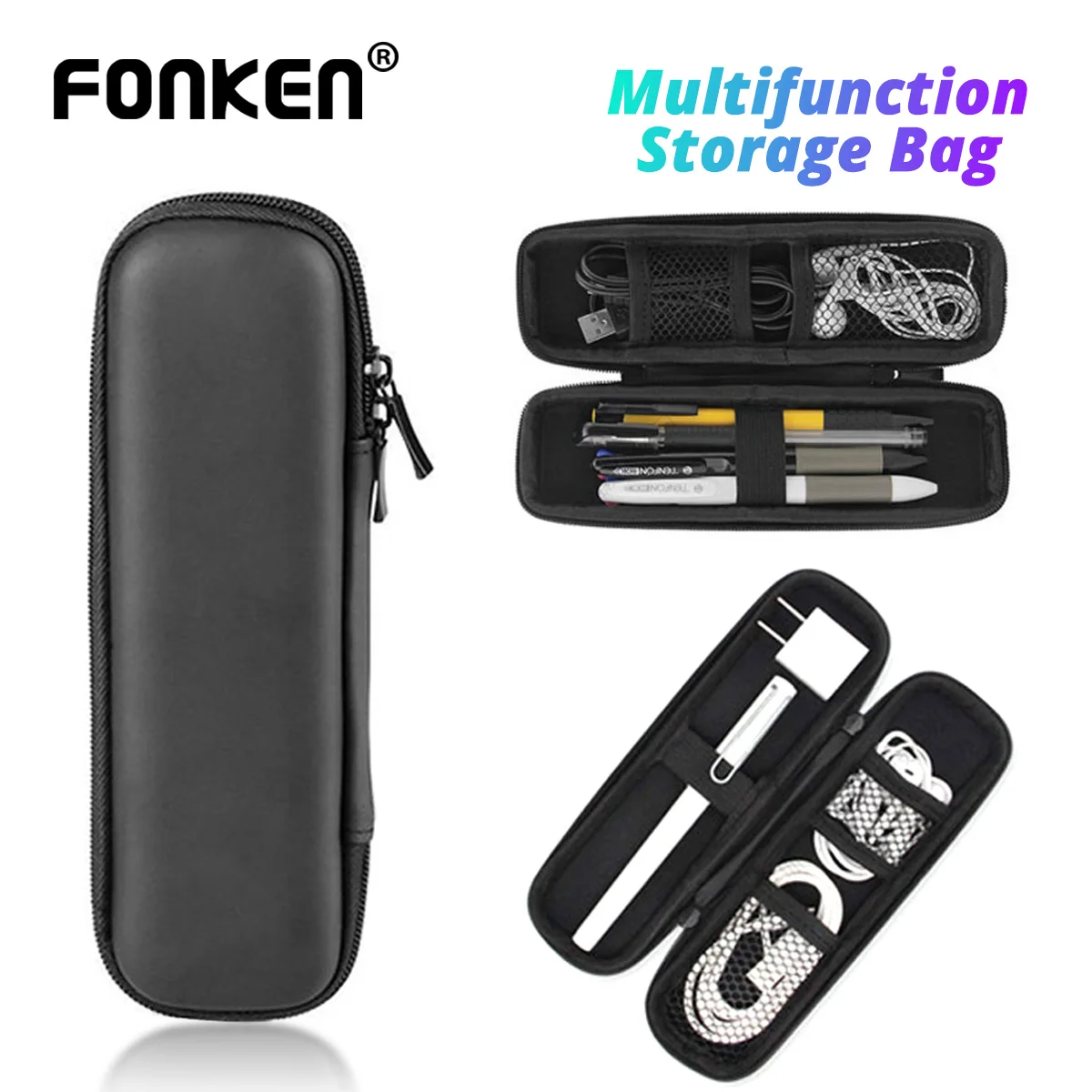 FONKEN Pencil Case Organizer Large Capacity Stylus Pen Storage Bag Zipper for Cosmetic Travel Student School Pencil Cases