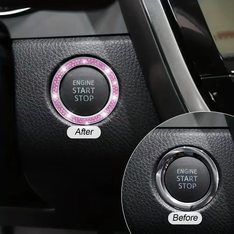 Car Bling Ring 1 Piece Engine Starting Ring Decal Car One-Key Start Button Cover Key Ignition Knob Bling Ring