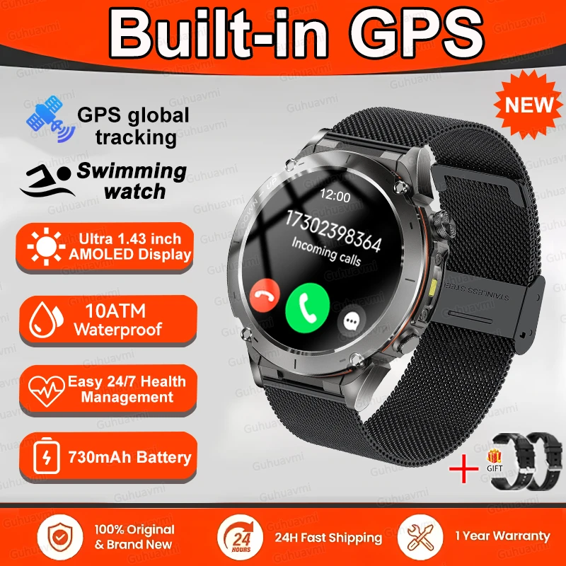 GPS Sports Smartwatch 10ATM Waterproof 1.43" AMOLED Health Monitor - Picture 28 of 43