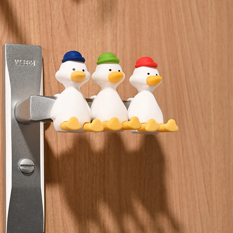 Creative Silicone Duck Anti-collision Door Stopper 3D Cute Bear Rabbit Door Handle Protective Cover Bedroom Home Stopper