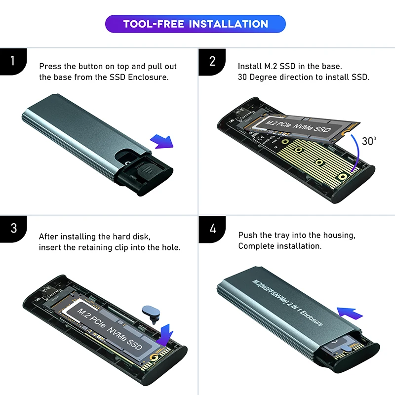 M2 SSD ̽ Ŭ NVME SATA   M.2 to USB Ÿ C 3.1 SSD , RTL9210B, PCIE NGFF M2 SATA SSD ũ ڽ