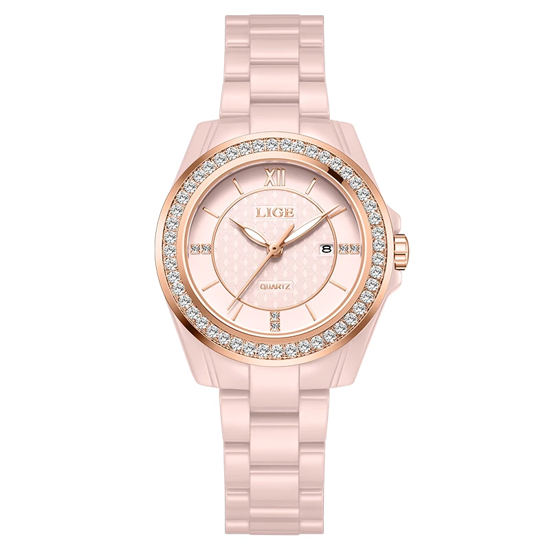 LIGE Elegant Women's Luxury Fashion Wristwatch with Quartz Movement in Stainless Steel