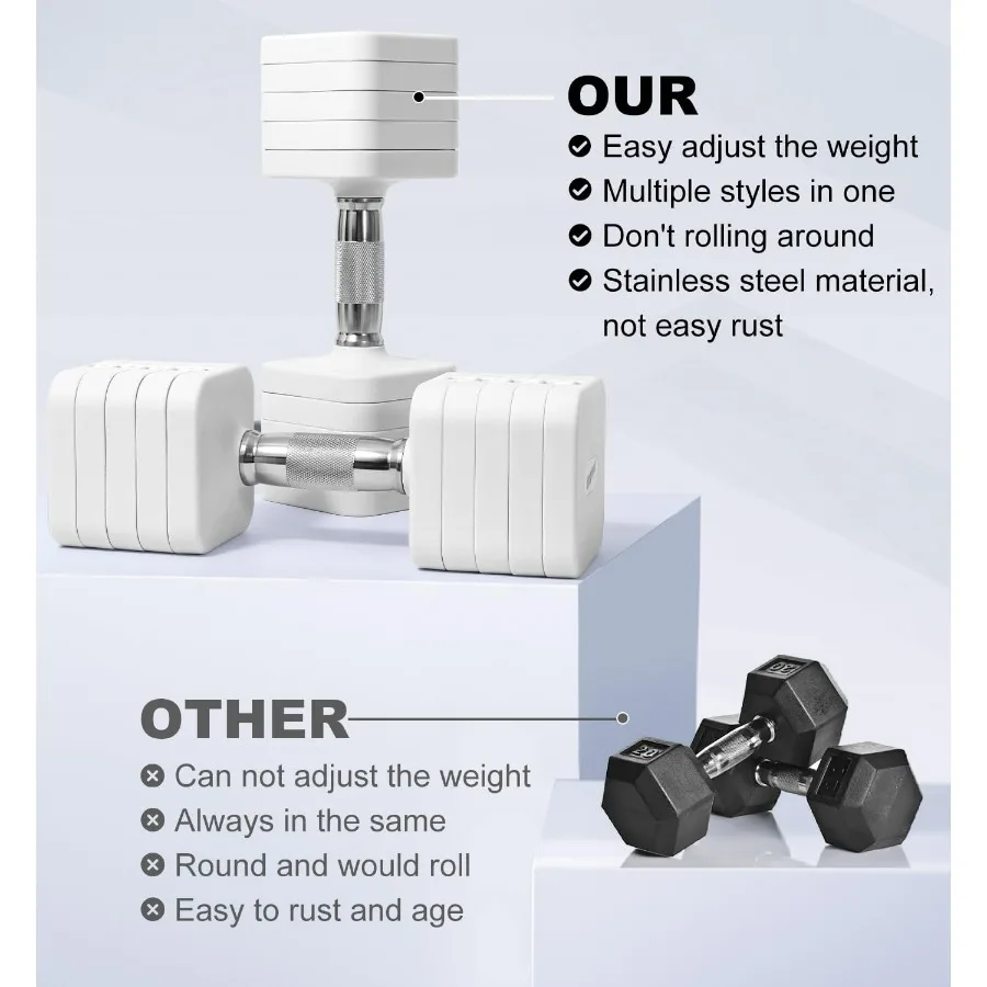 25LB Each [50 LBS Pair] Adjustable Dumbbell Set Free Weights Dumbbells Set for Women Men Hand Weights Sets Adjust Dumbbell Weigh