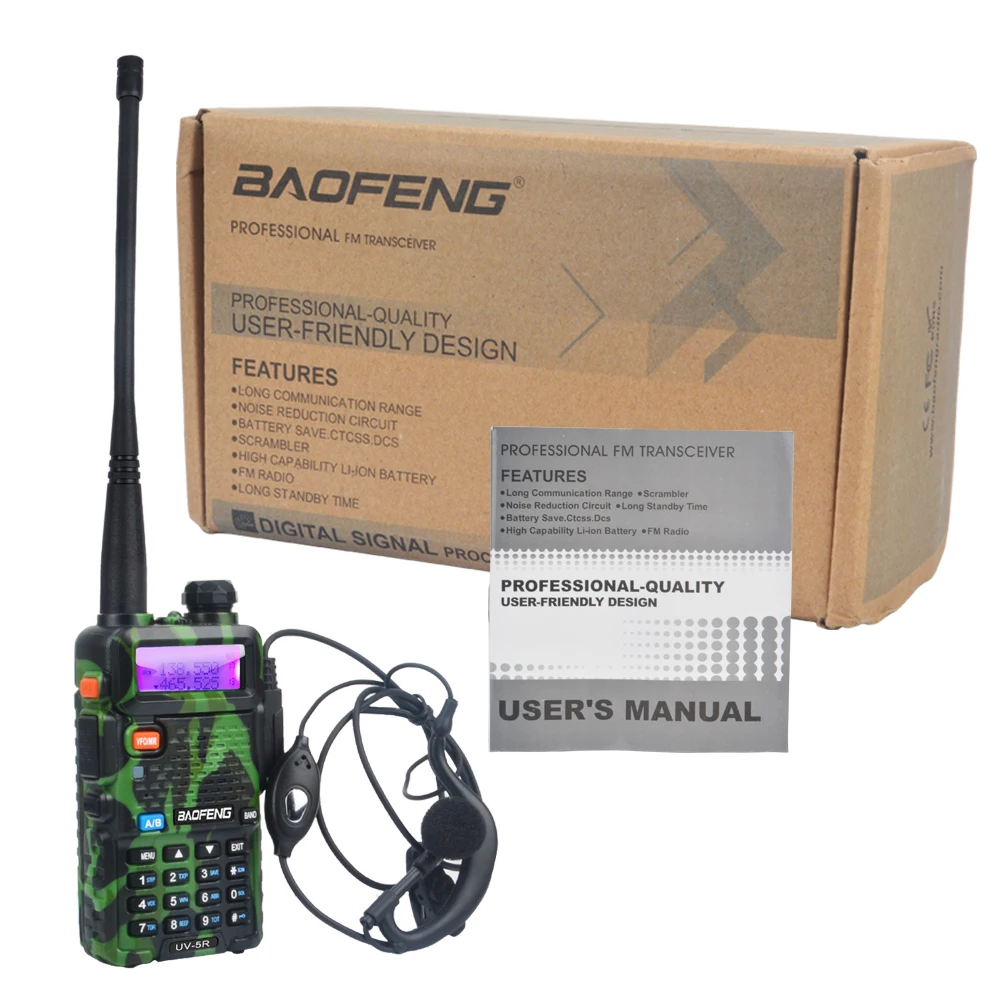 Baofeng UV-5R Dual Band Walkie Talkie VHF 136-174MHz UHF 400-520MHz 128Ch 5W FM Portable Two Way Radio with Headset 3