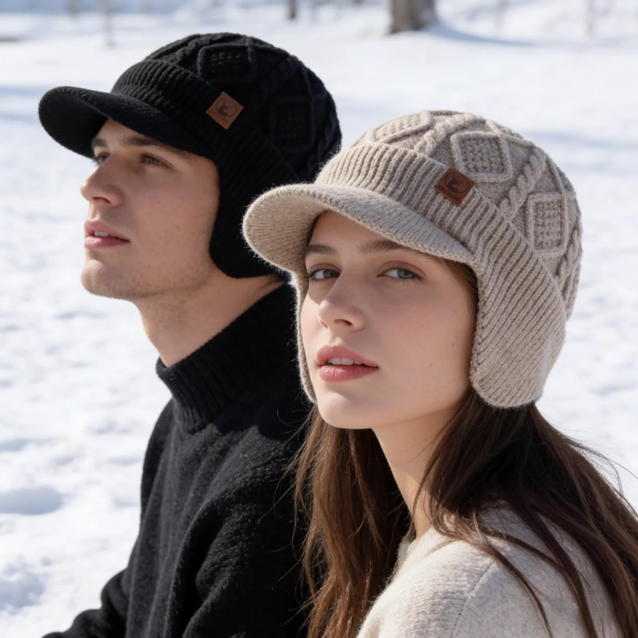 Unisex Winter Warm Hat Fleece Lined Earflap Cap Stylish Soft Beanie Outdoor Fashion Thicken Knitted Hat