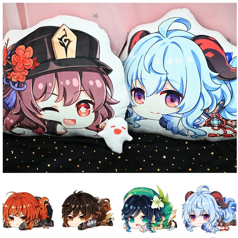 Game Genshin Impact Plush Pillow Doll Lumine Diluc Hu Tao Zhong Li Barbatos Cosplay Accessories