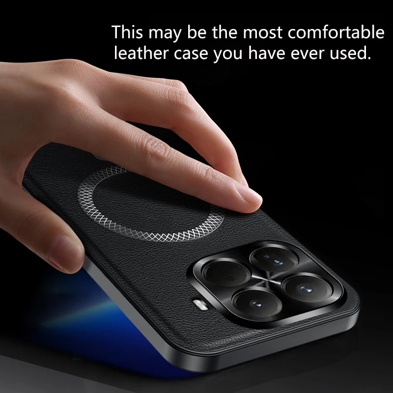 Luxury Leather Texture Magnetic Case for Wireless Charging - Elegant Bumper Cover