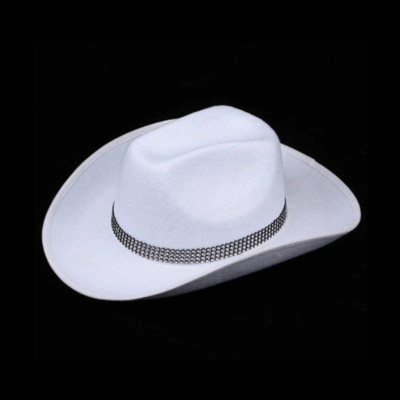 

Western Felt Cowboy Hat with Adjustable Rope Cowgirl Big Brim Party Accessory Drop Shipping