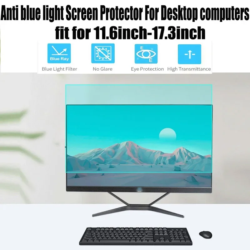 PC 컴퓨터용 블루 라이트 차단 스크린 보호대, 자외선 차단 및 눈부심 방지 필터, 눈 보호, 12.1 13.3 14 17.3 인치