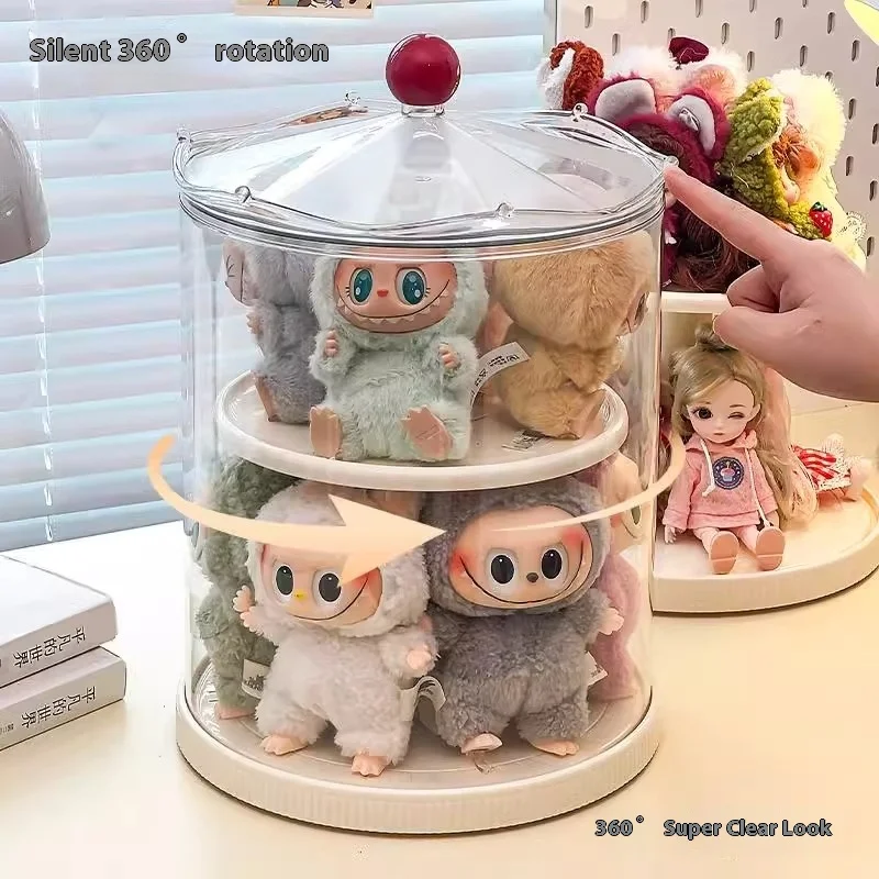 Labubu Rotating Display Box, Transparent Acrylic, Plush Doll Hand