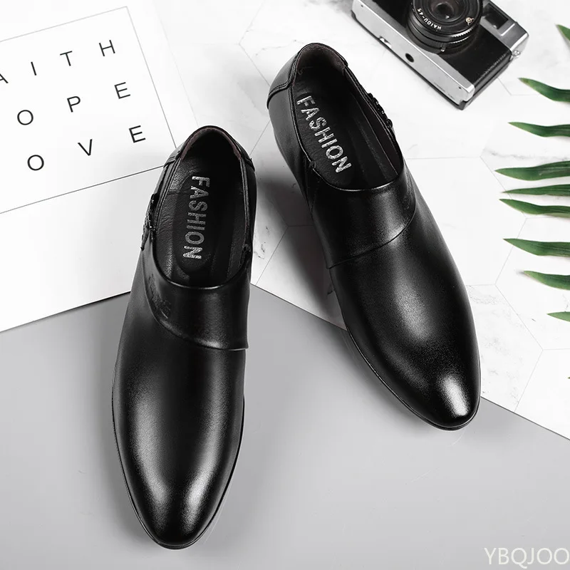 Men's Patent Leather Shoes Business Dress Shoes Elegant Gentleman Platform Leather Shoe Slip on Shoe Man Zapatos De Hombre