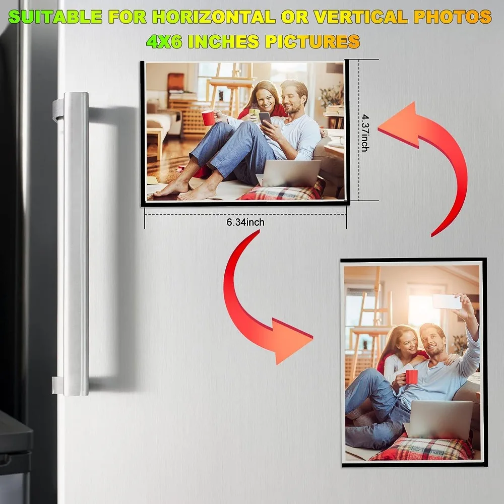 Black Magnetic Photo Frame 10 Piece Set Refrigerator Magnet Picture Sleeves Wall Art Poster Hanger Home Decoration Holder photo frame